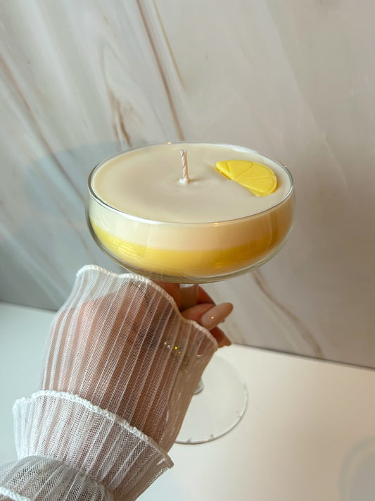 Lemon drop Martini cocktail candle